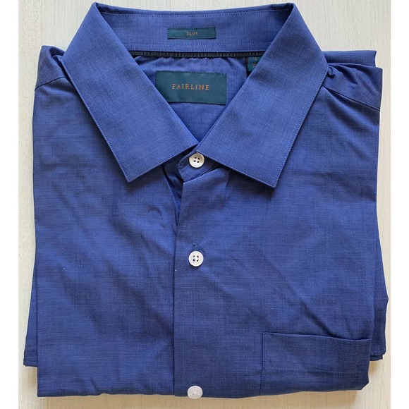 Fairline Stitch Fix Blue Dress Shirt Men Sz L Slim Fit Cobalt Button Up Work - Picture 2 of 9